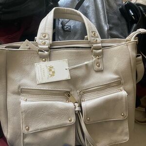 Urban Expressions Ivory Satchel with Gold Accents